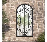 Miroir de Jardin Noir 70x30cm Fer pour Utilisation Extérieure Décoratif vidaXL