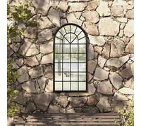 Miroir de Jardin Noir 90x45 cm Fer Utilisation Mural Suspendu Balcon vidaXL