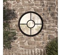 vidaXL Miroir de jardin Noir 40x4 cm Fer Rond utilisation extérieure