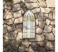 Vidaxl Miroir De Jardin Sable 70x30 Cm Fer Pour Utilisation Extã©Rieure