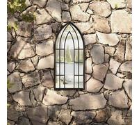 Miroir de jardin, Noir 70x30 cm Fer pour utilisation extérieure
