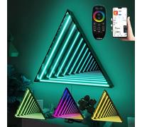 Miroir De L’Infini Veilleuse De Tunnel Sensoriel 3D Triangle Miroir Mural Infini Lumière Changeante Multicolore Premium Infinity Mirror Tunnel Light LED Mirror pour Fête D’, 50cm/19.7in