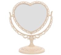 Miroir de Maquillage, à Double Face avec la Rotation à 360 degrés Grossissement de Miroir Maquillage Forme du Coeur (Beige)