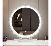 Miroir de maquillage à LED - Éclairage de table rond Hollywood, rotation à 360° et intensité tactile avec 3 réglages de couleur - Idéal pour chambre à coucher ou salon