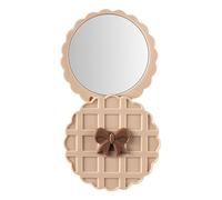 Miroir De Maquillage avec Couvercle, 0,47 Pouces Compacts Ronds, Outil De Cosmétique De Modèle De Gaufre, Accessoire De Retouche De Voyage, Miroir De Poche Élégant, Utilisation Extérieure Quotidienne