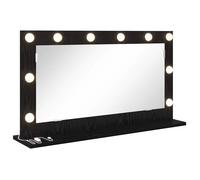 Miroir de maquillage avec éclairage LED - vidaXL - Chêne Noir - 80x45x18 cm - Verre et bois composite - Éclairage LED