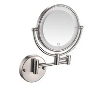 Miroir de Maquillage avec lumière, Miroir de Rasage en Nickel brossé, Miroir grossissant Mural, Miroir Extensible Double Face, Miroir de courtoisie de qualité supérieure avec Inter
