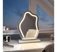 Miroir de maquillage avec lumières LED, rotation à 360°, contrôle tactile, 3 modes d'éclairage, luminosité réglable, forme de nuage hollywoodien, miroir de table avec grossissement