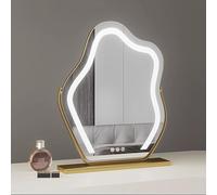 Miroir de maquillage avec lumières LED, rotation à 360°, contrôle tactile, 3 modes d'éclairage, luminosité réglable, forme de nuage hollywoodien, miroir de table avec grossissement
