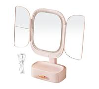 Miroir de maquillage avec lumières - Miroir de maquillage de coiffeuse éclairé | Miroir de maquillage pliable avec lumière | Miroir de coiffeuse LED réglable en angle avec tiroir | Contrôle tactile en