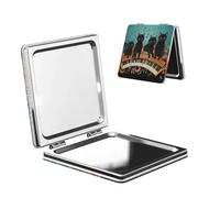 Miroir de maquillage avec quatre chats noirs allongés sur le clavier de piano - Miroir de maquillage double face grossissant x 1 x / 2 - Petit miroir de poche pour sac à main - Miroir de poche pliable