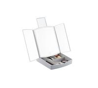 InnovaGoods - Miroir LED Pliable 3-en-1 avec Organisateur de Maquillage, 3 Modes d'éclairage, Design Compact, Lumière LED Intégrée, Idéal pour Voyages, USB ou Piles, Gris, 1.00 g, Verre