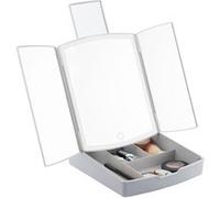 InnovaGoods - Miroir LED Pliable 3-en-1 avec Organisateur de Maquillage, 3 Modes d'éclairage, Design Compact, Lumière LED Intégrée, Idéal pour Voyages, USB ou Piles, Gris, 1.00 g, Verre