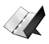 Miroir de maquillage - AVIZAR - Triptyque - Éclairage LED intégré - Volets pliables - Noir