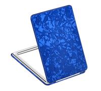 Miroir de maquillage compact pour homme, femme, fille, étonnant miroir cosmétique de voyage pour poche, sac à main, portefeuille, petit miroir grossissant portable, miroir compact rectangulaire bleu