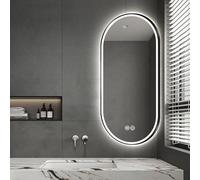 Miroir de maquillage d'angle lumineux à LED ovale avec bras oscillant anti-buée 3 couleurs à intensité variable 50 x 80 cm Cadre en métal pour salle de bain et dressing