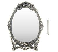 Miroir de maquillage de bureau rétro, cadre miroir de table, bords de perles en relief floral, décoration vintage fonctionnelle pour chambre à coucher, commode, salle de bain, (bronze mirror)