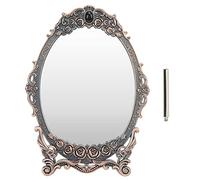 Miroir de maquillage de bureau rétro, cadre miroir de table, bords de perles en relief floral, décoration vintage fonctionnelle pour chambre à coucher, commode, salle de bain, (Copper mirror)