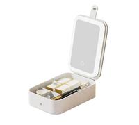 Miroir de maquillage de voyage avec lumière, sac de rangement texturé, trousse de maquillage de voyage, léger, étui à outils avec lumières LED lumineuses pour pinceaux, blanc, Refer to description