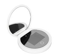 Miroir de Maquillage de Voyage éclairé par LED 3,5 Pouces - Compact Avec Test de Protection Solaire pour Caméra UV - Portable Grossissement 2X