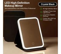 Miroir de maquillage de voyage , miroir de maquillage portable à LED avec 3 températures de couleur, variation de luminosité à l'infini, rechargeable par USB, miroir de table pliable, ultra-fin et com
