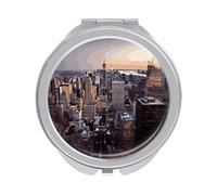 Miroir de maquillage de voyage portable, miroir de poche imprimé New York City double face, miroir de courtoisie grossissant de voyage, miroir de maquillage de voyage sans lumières pour hommes et