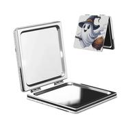 Miroir de maquillage double face en cuir PU avec chapeau de sorcière, fantôme, équitation, balai, miroir grossissant de poche