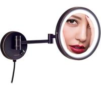 Miroir De Maquillage éclairé De 8,5 Pouces, Miroir De Grossissement 3X / 5X / 7X / 10x avec Lumière LED, Miroir De Rasage De Vanité Mural Extensible pour Salle De Bain avec P, Black, 7X