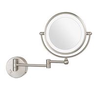 Miroir de maquillage éclairé de 8 pouces, miroir grossissant double face avec lumière LED, miroir de rasage mural extensible pour salle de bain avec prise interrupteur,Nickel,7X