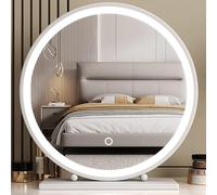 Miroir de maquillage éclairé Miroir de maquillage LED de table Trois modes d'éclairage Commande tactile intelligente Cadre métallique for chambre à coucher/coiffeuse(White,50*52*40cm/20*21*16in)
