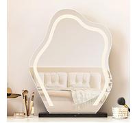 Miroir De Maquillage En Nuage Miroir De Bureau À LED Avec Base En Marbre Clair Miroir De Toilette De Forme Spéciale Décoration Moderne Contrôle Tactile Intelligent(Black,43*55cm/16.92*21.65in)