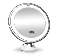 Miroir De Maquillage Flexible Avec Lumière Led,Grossissant 10x,Col De Cygne Cosmétique Avec Ventouse,Lumière Diffusée,Résistant À 360 - Type Sucker Mirror