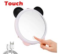 Miroir De Maquillage Grossissant 10X,14 Miroirs Flexibles Éclairés Par Led,Miroir De Vanité À Écran Tactile,Miroirs Cosmétiques Portables Pour Coiffeuse.Pink Touch.