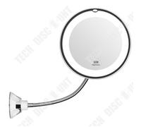 Miroir de Maquillage Grossissant 10X Lumineux - Ajustable 360°, avec LED, Ventouse d'Attache, Sans Fil, Éclairé Portable Voyage