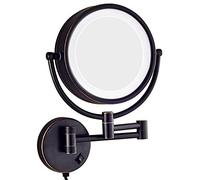Miroir de Maquillage Grossissant de 21,5 cm avec Éclairage LED Rechargeable Mural Réglable en Laiton Double Face avec Interrupteur Noir Grossissement X3