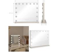 Miroir de maquillage Hollywood 50 x 40 cm Éclairage LED avec 15 ampoules