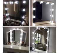 Miroir de Maquillage - HOLLYWOOD - Lumière LED - Luminosité Réglable - Blanc