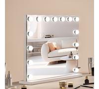 Miroir de maquillage Hollywood - Miroir de maquillage avec support mural USB - 580x458mm - Blanc - Miroir de maquillage pour salle de bain et institut de beauté