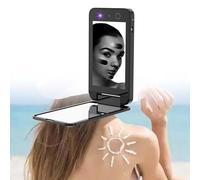Miroir De Maquillage Intelligent De Voyage Rechargeable Avec CaméRa Uv, Miroir De Poche Pour Le Maquillage, DéTection De La Protection Solaire, Avec Carte De Test Uv,Black