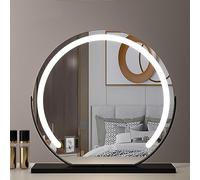Miroir de maquillage LED avec 3 températures de couleur - Miroir rond noir de coiffeuse de 40 cm - Lumière vive pour une application parfaite du maquillage