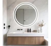 Miroir de Maquillage LED avec Commande Tactile - CREMLANK - Mural 24 Pouces Anti-Buée - 60X60X3CM - BLANC