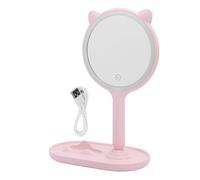 Miroir de Maquillage LED avec lumières Double Face, grossissant 1X 5X, Rechargeable par USB, 3 Couleurs, température réglable, luminosité, Voyage, Salle de Bain, Rose