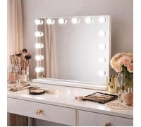 Miroir de maquillage LED Bayt Hollywood 58 x 46 cm - Éclairage à intensité variable, 3 modes de couleur, grossissement 10x, blanc