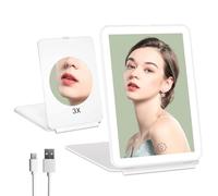 Miroir de Maquillage LED Lumineux Portable avec Pied - Miroir Pliable de Voyage