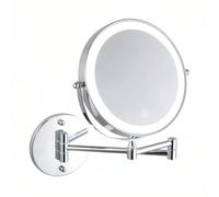 [Miroir de maquillage LED] Miroir mural grossissant éclairé 10 X avec 3 modes de couleur, grossissement 1X/10X, recharge USB, écran tactile, pivotant à 360° et extensible jusqu'à 13 pouces pour salles