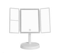 Miroir de maquillage LED pliable, miroir cosmétique compact avec 3 couleurs de lumière, miroir grossissant 3x, rechargeable par USB - STARMIRROR