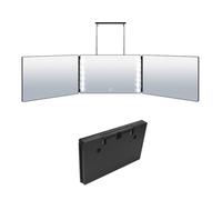 Miroir de Maquillage LED Portable Suspension Télescopique Miroir Pliant à 3 faces Noir-keeper