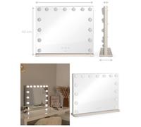 Miroir de maquillage - LIVOO - Hollywood - 50 x 40 cm - LED 15 ampoules - 3 modes tactiles (USB-C)