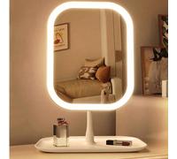 Miroir de maquillage lumineux à LED, 3 modes d'éclairage, commande tactile, support portable, pliable pour le rangement, miroir de maquillage de voyage, batterie rechargeable, miroir de cosmétique LED