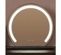 Miroir de maquillage lumineux avec contrôle tactile intelligent, luminosité à intensité variable, 3 modes de couleur, parfait pour coiffeuse, chambre à coucher et coiffeuse, noir, 50 x 49 cm